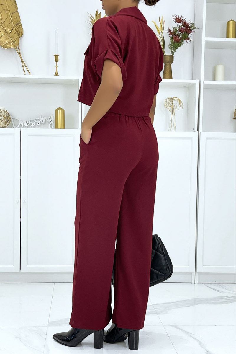 Saharan shirt and burgundy palazzo pants set - 3