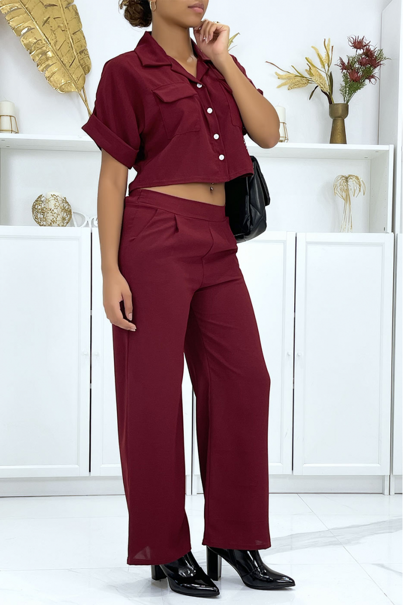 Saharan shirt and burgundy palazzo pants set - 4