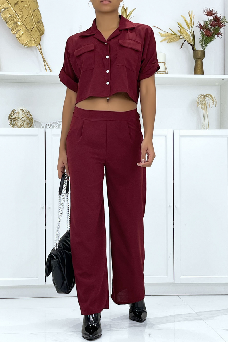 Saharan shirt and burgundy palazzo pants set - 5
