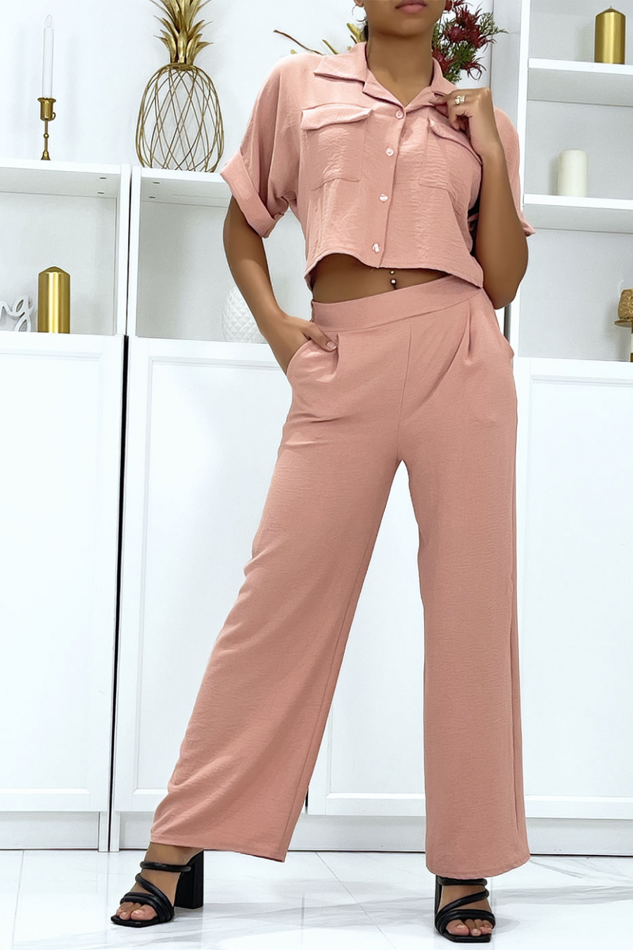 Saharan shirt and pink palazzo pants set - 1
