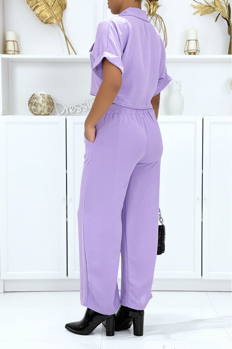 Saharan shirt and lilac palazzo pants set - 4