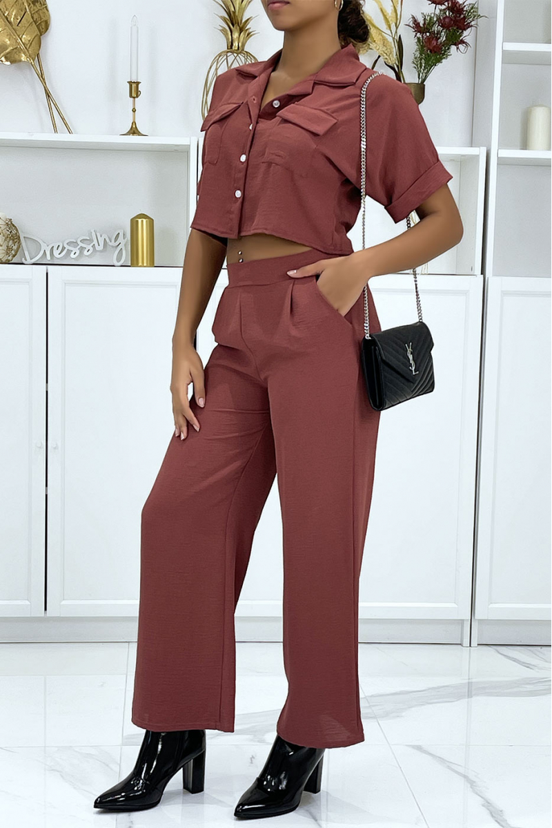 Saharan shirt and champagne palazzo pants set - 1
