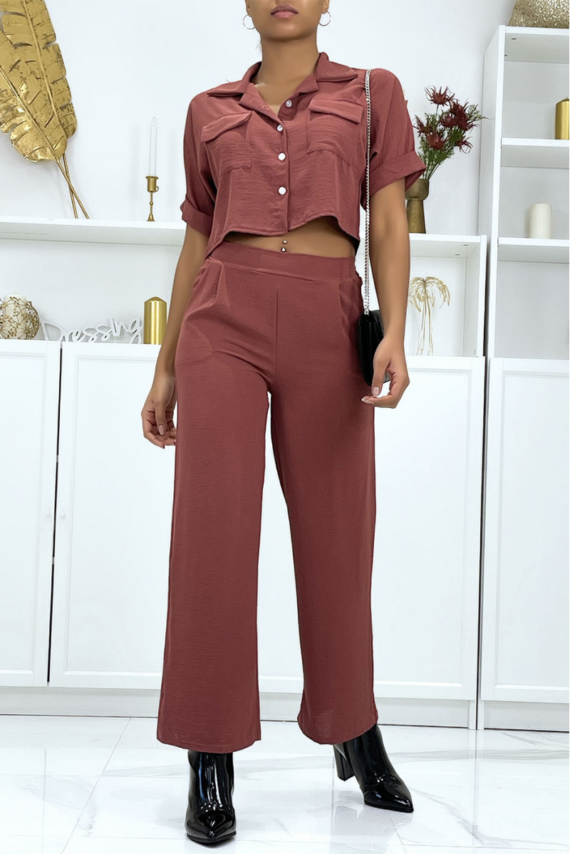 Saharan shirt and champagne palazzo pants set - 2