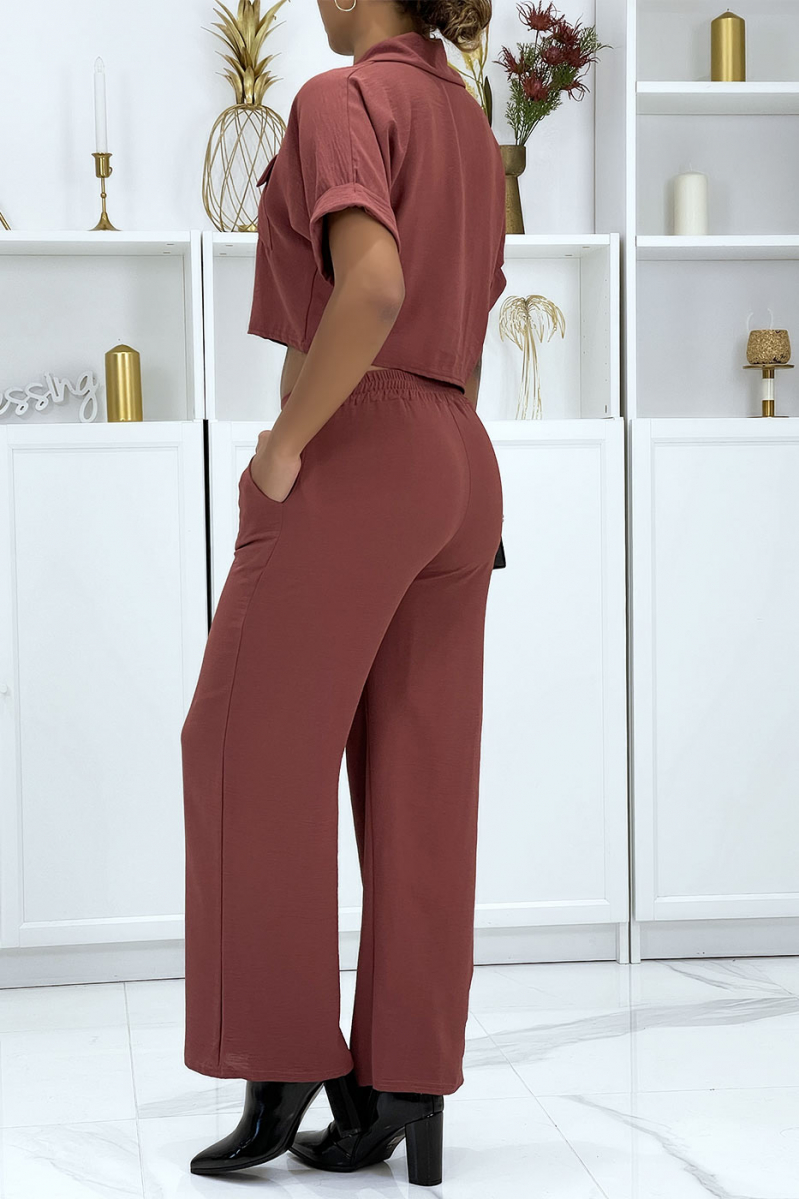 Saharan shirt and champagne palazzo pants set - 3