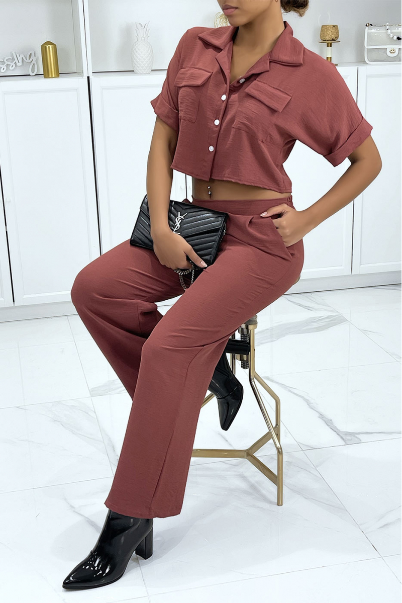 Saharan shirt and champagne palazzo pants set - 5