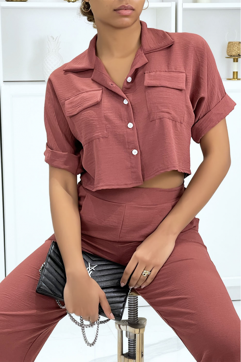 Saharan shirt and champagne palazzo pants set - 6