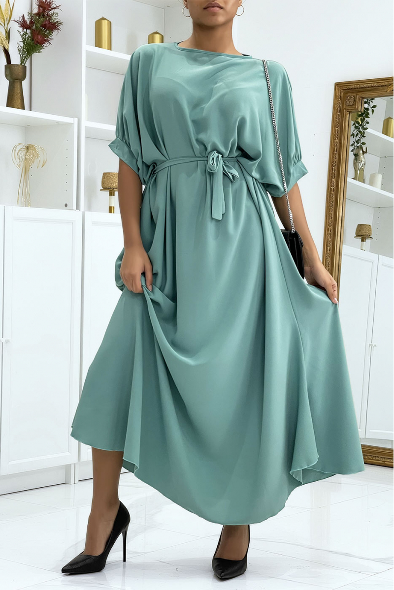 Lange oversized watergroene jurk erg chique en trendy - 1