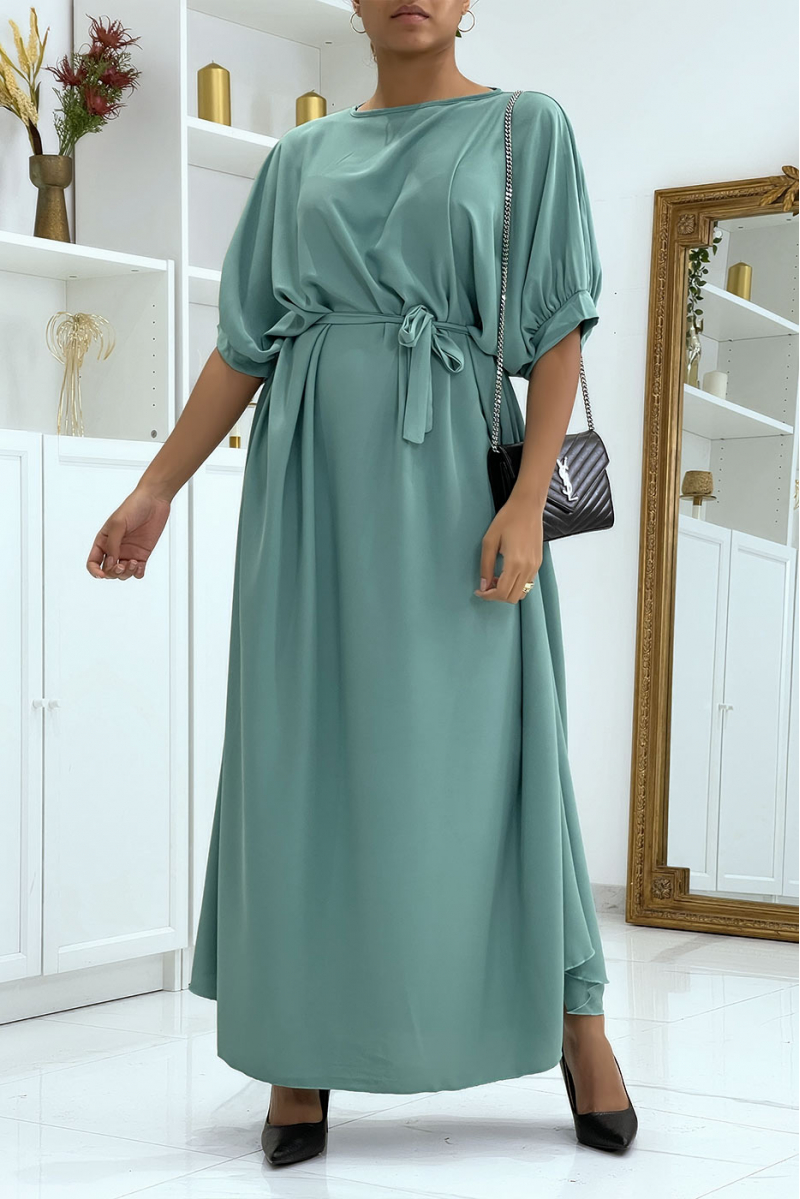 Lange oversized watergroene jurk erg chique en trendy - 2