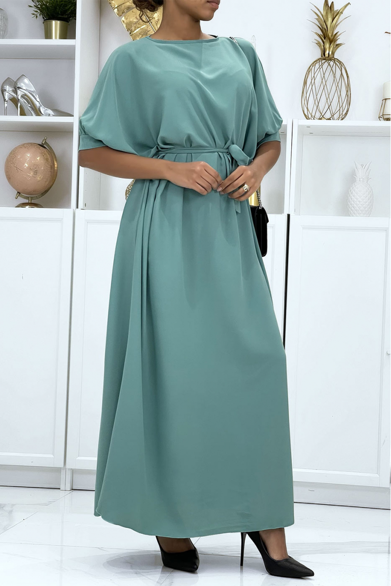 Lange oversized watergroene jurk erg chique en trendy - 3