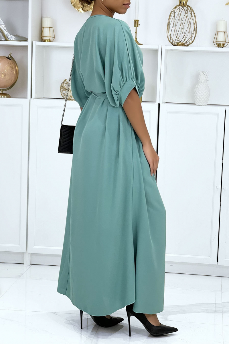 Lange oversized watergroene jurk erg chique en trendy - 4