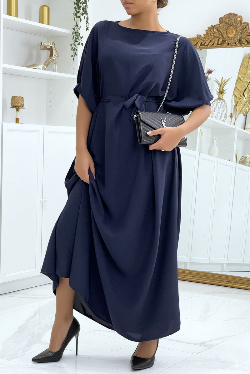 Very chic and trendy long navy oversize dress - 1