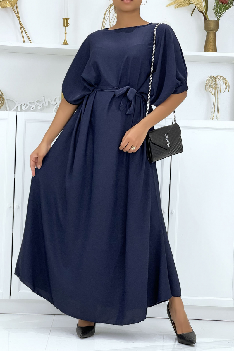 Very chic and trendy long navy oversize dress - 2