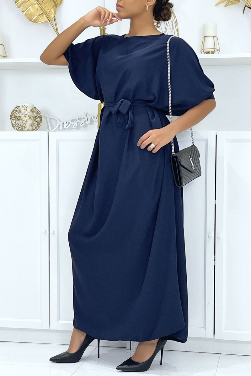Very chic and trendy long navy oversize dress - 4