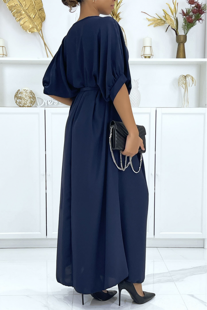 Very chic and trendy long navy oversize dress - 5