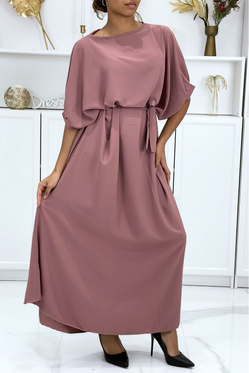 Long fuchsia over-size dress very chic and trendy - 3