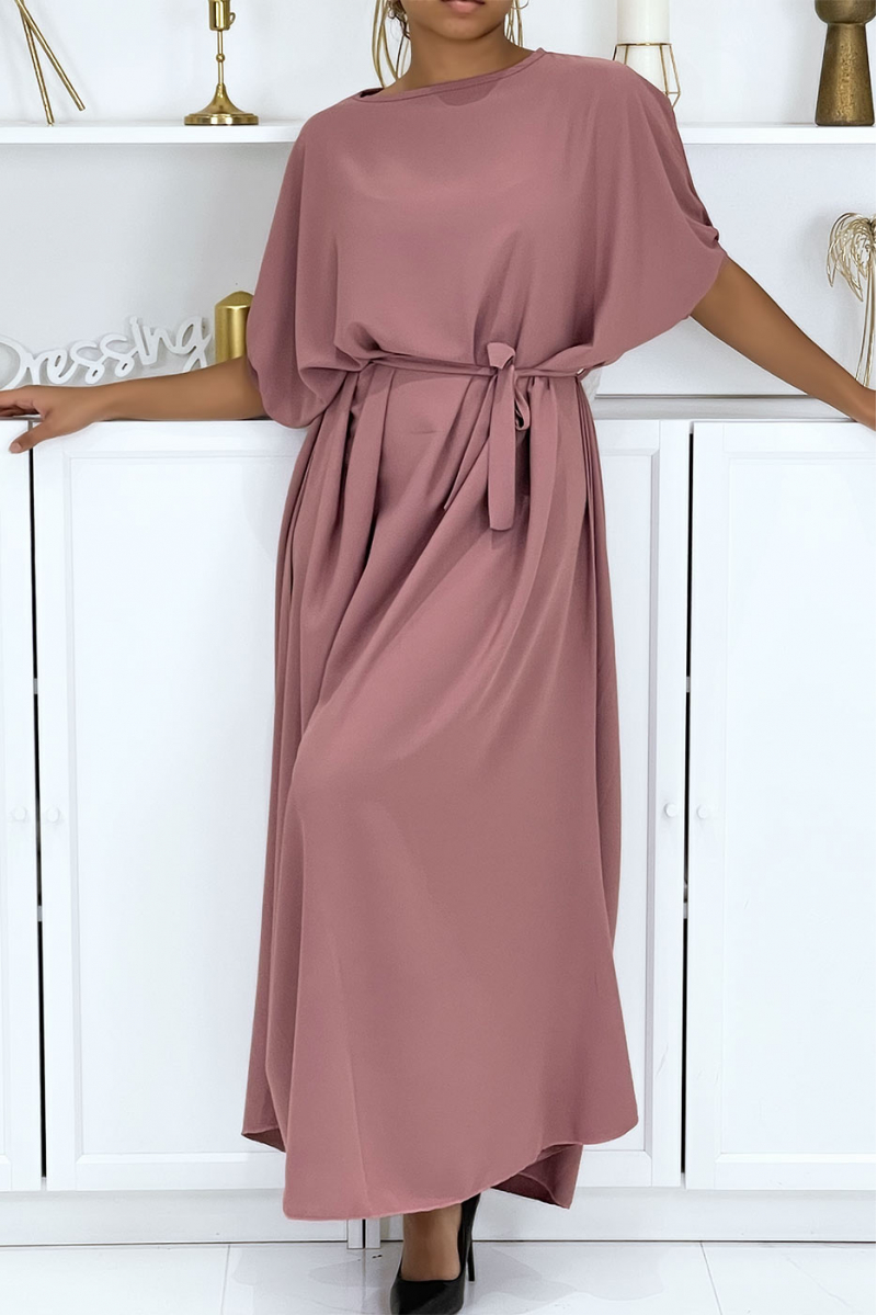 Long fuchsia over-size dress very chic and trendy - 4