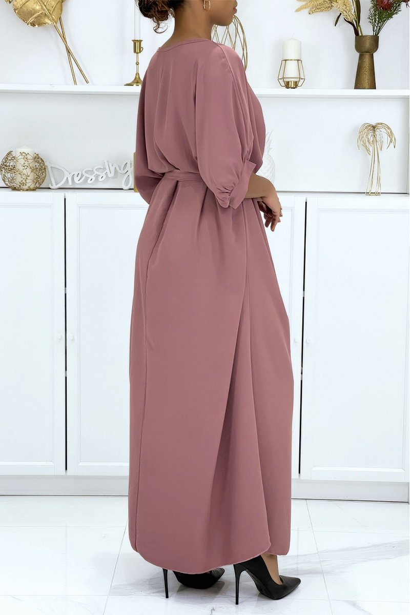 Long fuchsia over-size dress very chic and trendy - 5