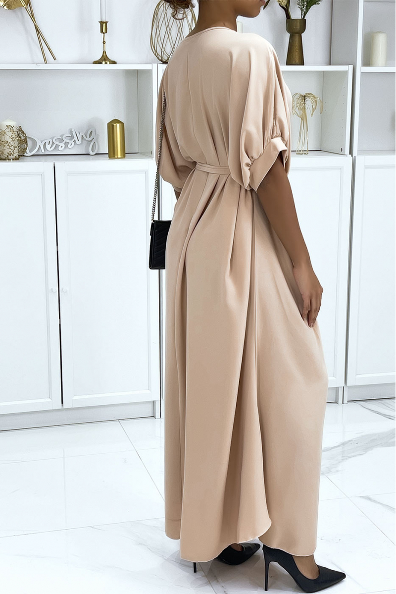 Very chic and trendy long pink over-size dress - 3