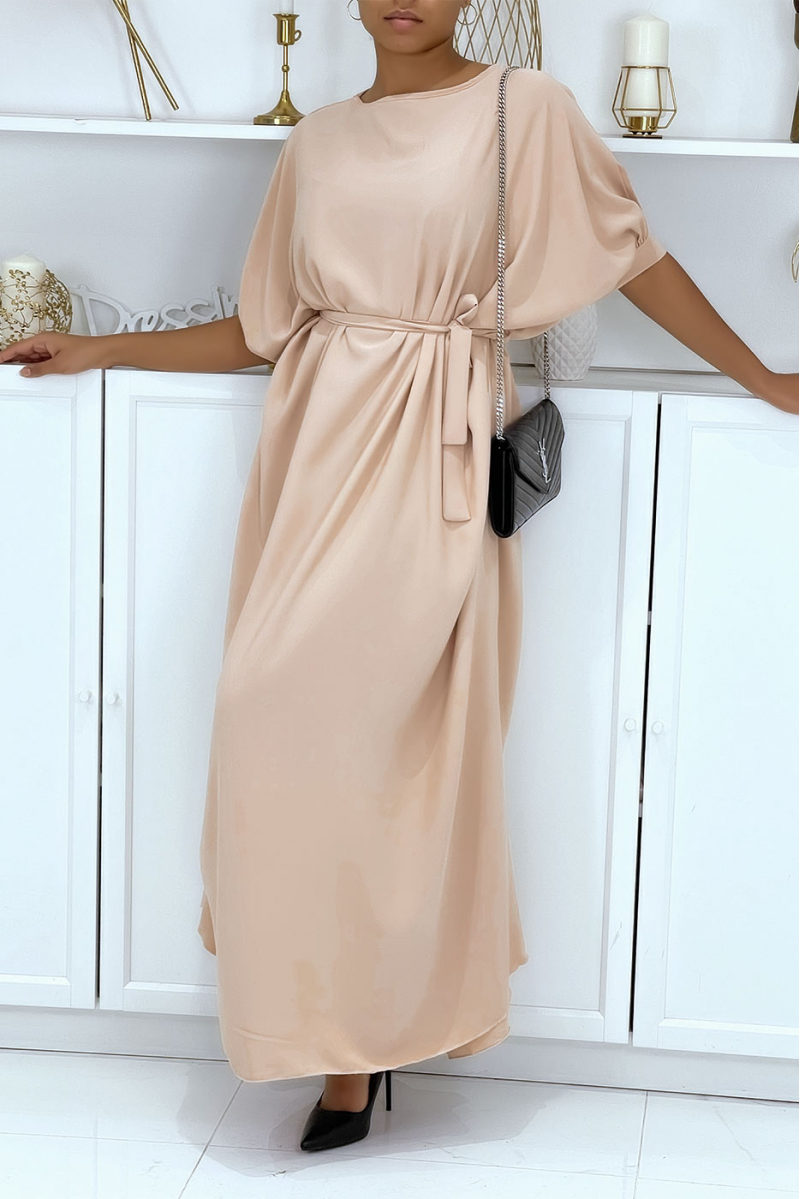 Very chic and trendy long pink over-size dress - 4