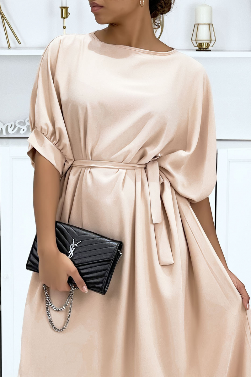 Very chic and trendy long pink over-size dress - 5