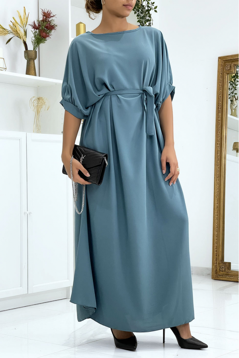 Very chic and trendy indigo long oversize dress - 1