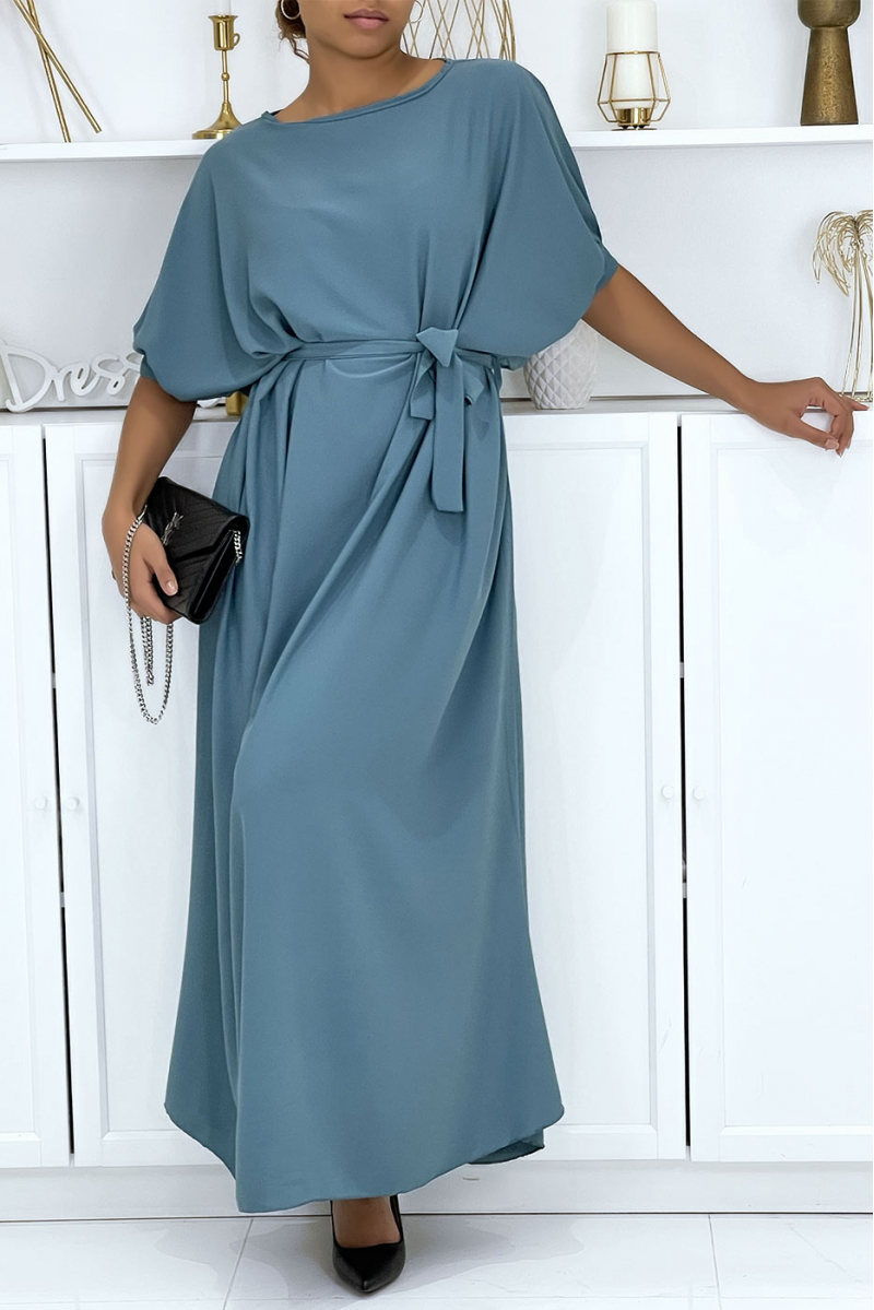 Longue robe over-size indigo très chic et tendance - 3