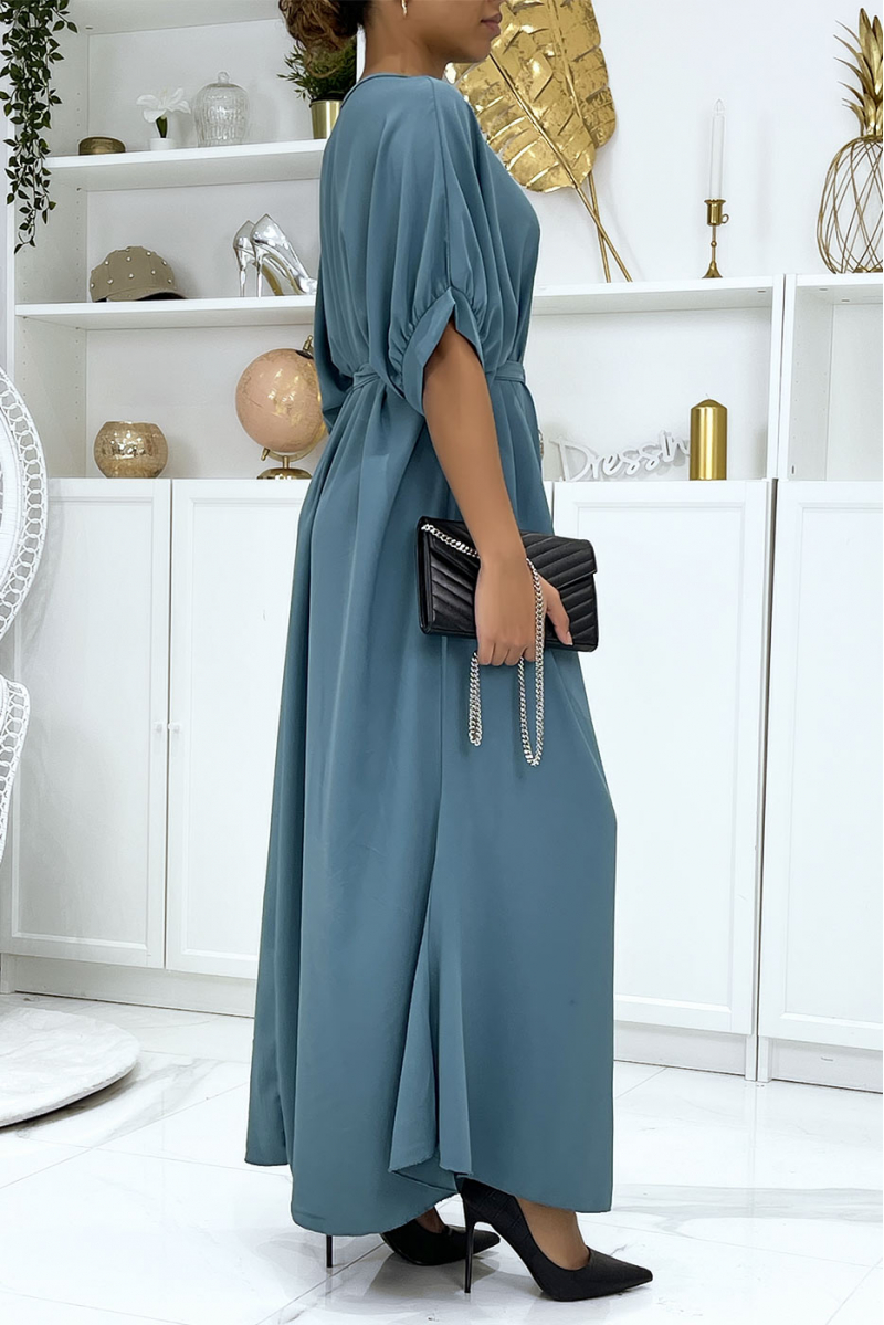 Longue robe over-size indigo très chic et tendance - 4