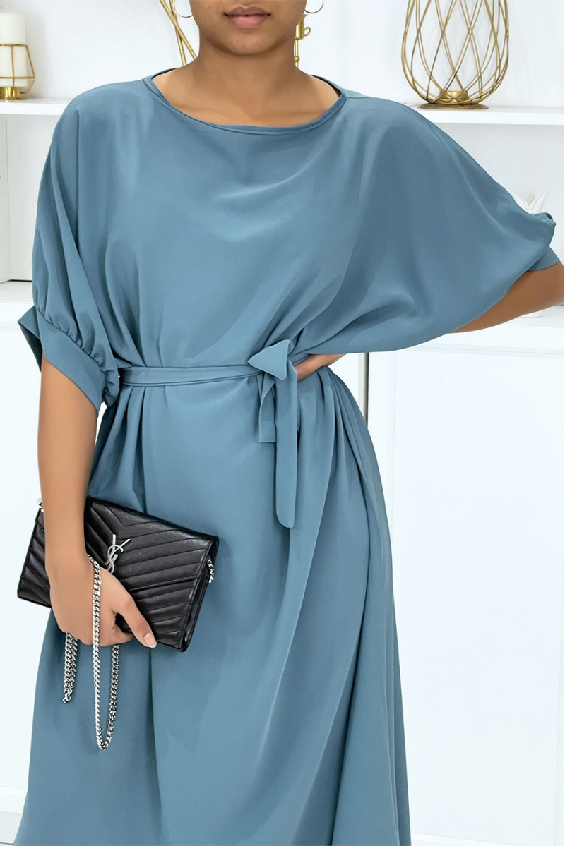 Longue robe over-size indigo très chic et tendance - 5
