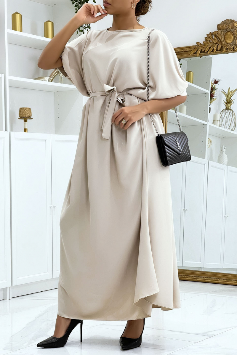 Longue robe over-size beige très chic et tendance - 1