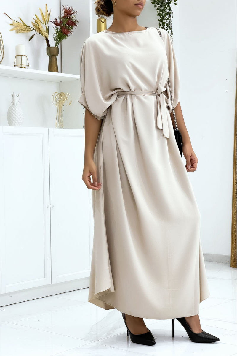 Longue robe over-size beige très chic et tendance - 3