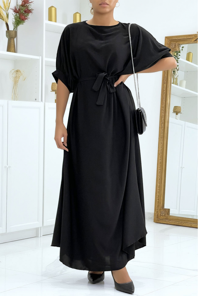 Very chic and trendy long black over-size dress - 1