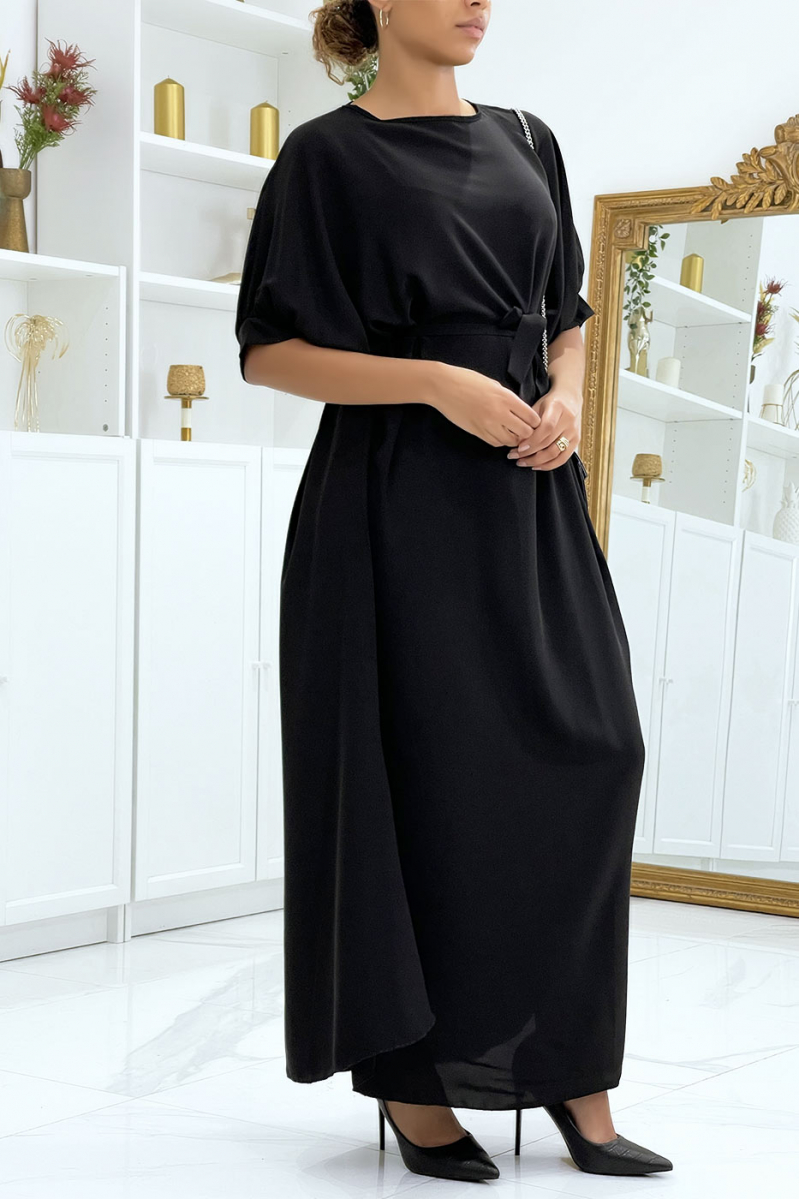 Very chic and trendy long black over-size dress - 2