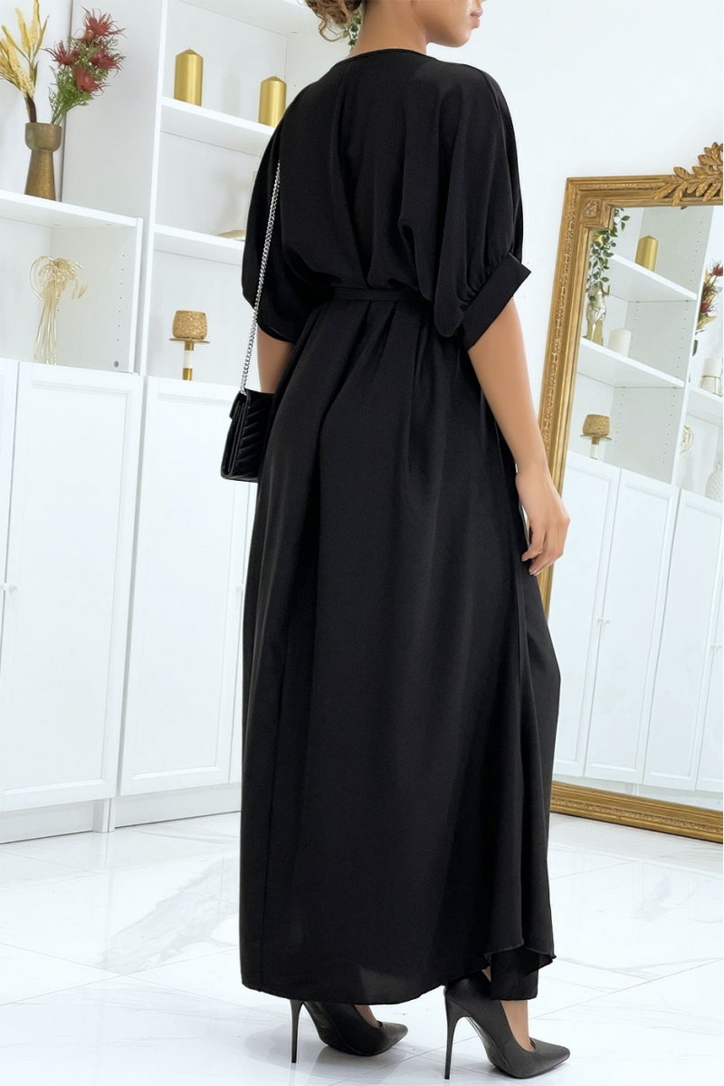 Very chic and trendy long black over-size dress - 3
