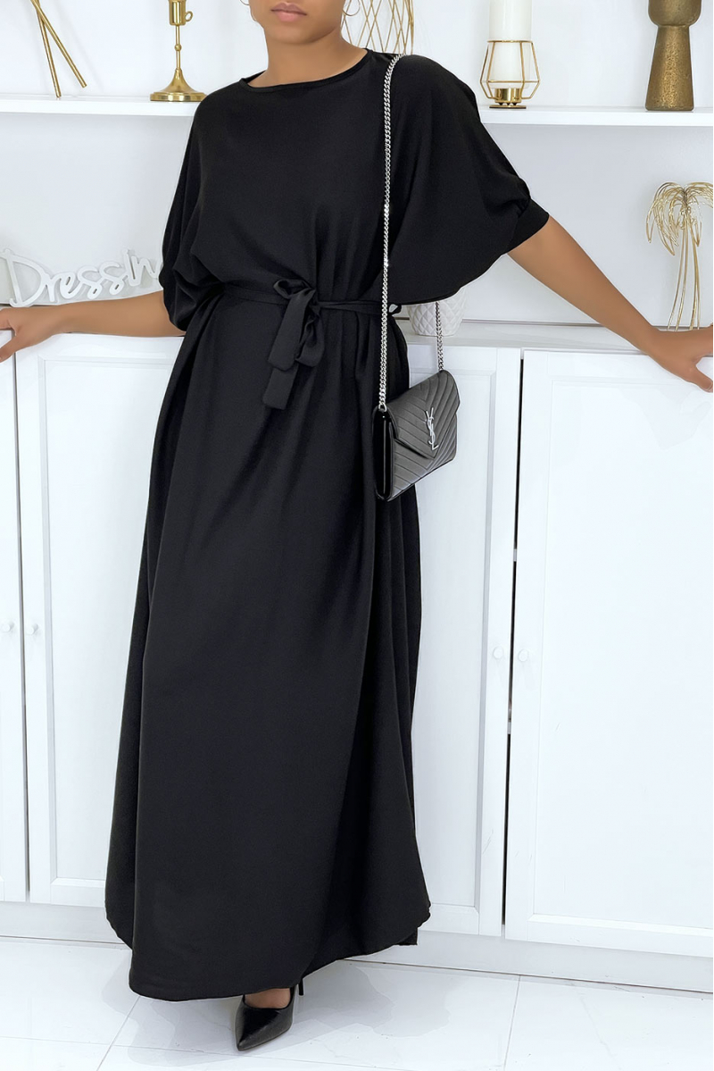 Very chic and trendy long black over-size dress - 4