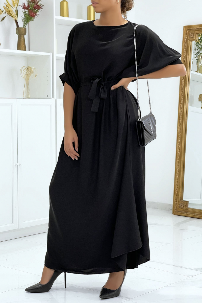 Very chic and trendy long black over-size dress - 5