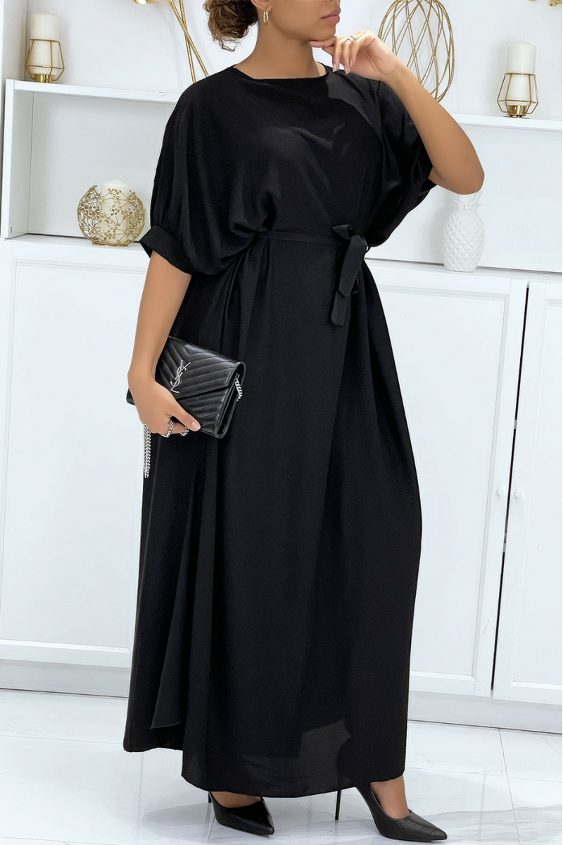 Very chic and trendy long black over-size dress - 6