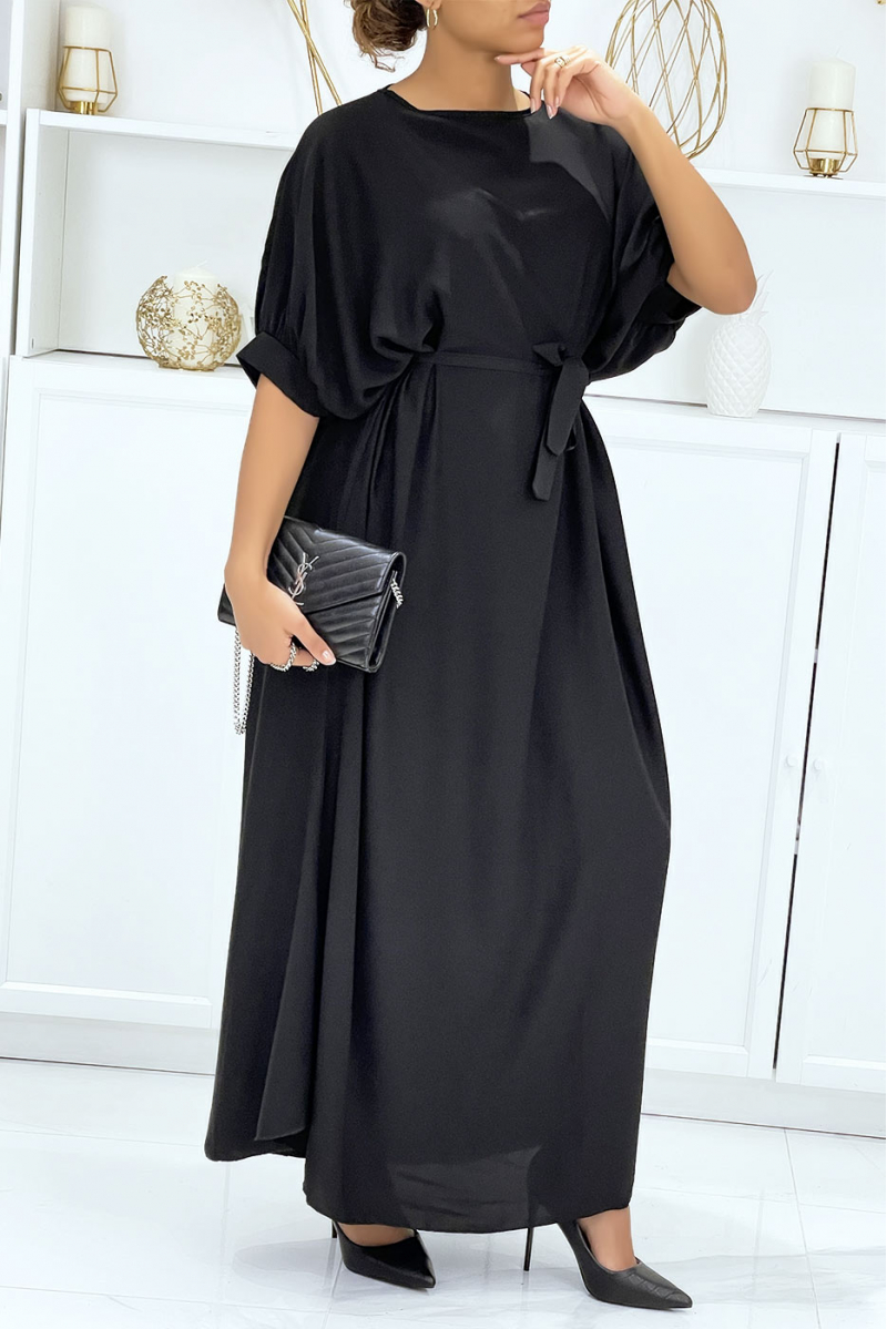 Very chic and trendy long black over-size dress - 7