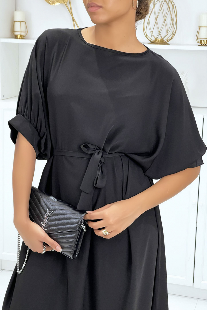 Very chic and trendy long black over-size dress - 8