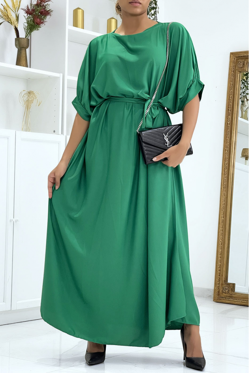 Longue robe over-size verte très chic et tendance - 1