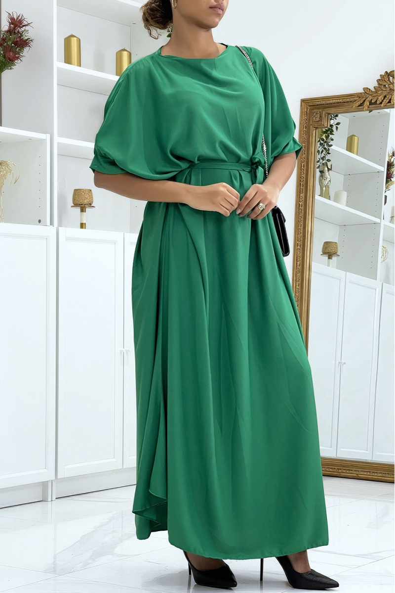 Longue robe over-size verte très chic et tendance - 3