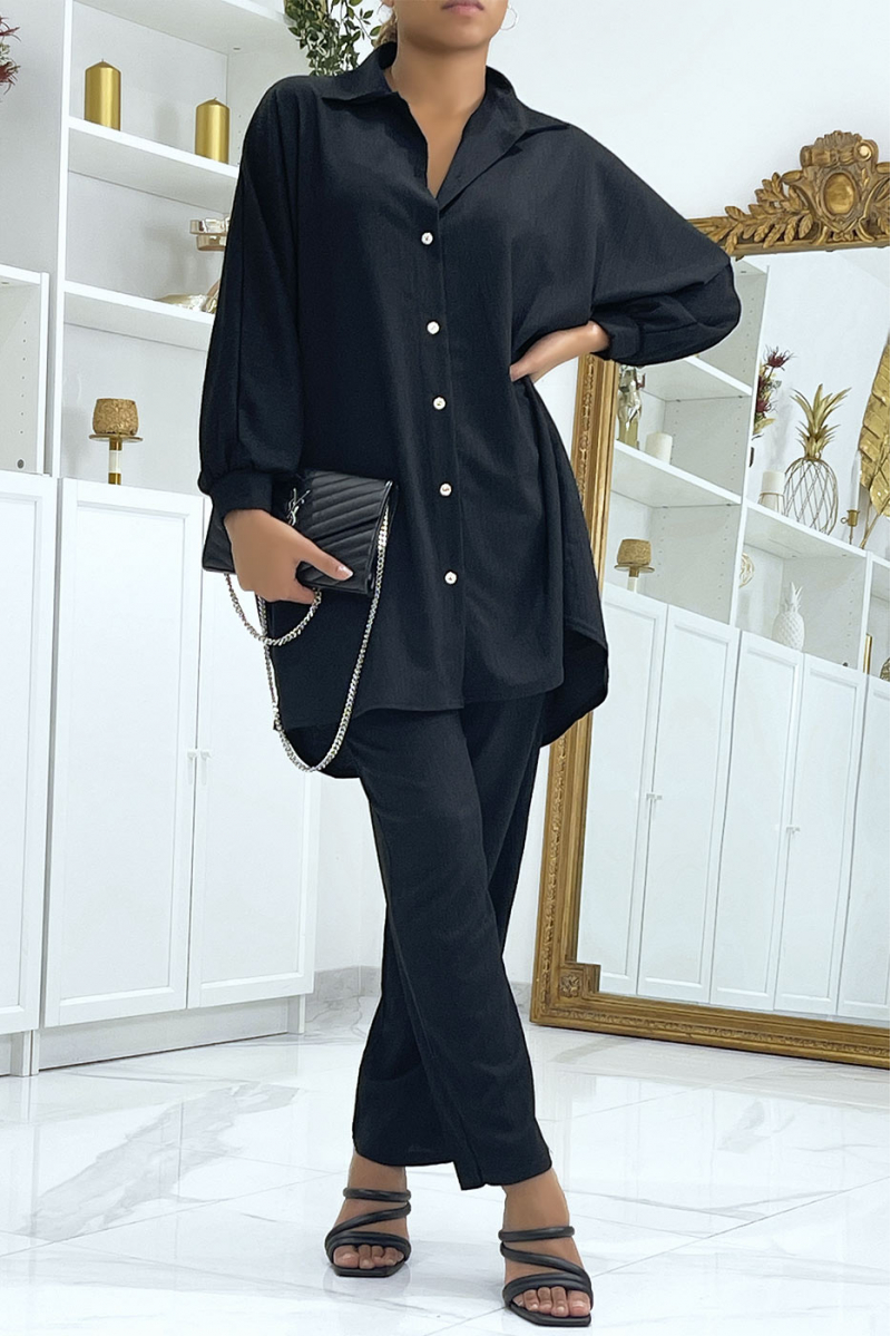 Oversized shirt and black pants set - 1