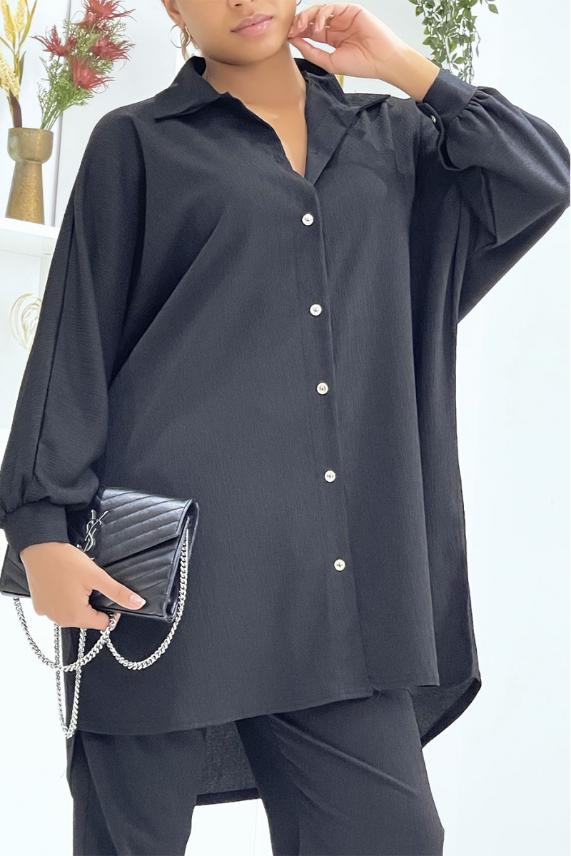 Oversized shirt and black pants set - 5