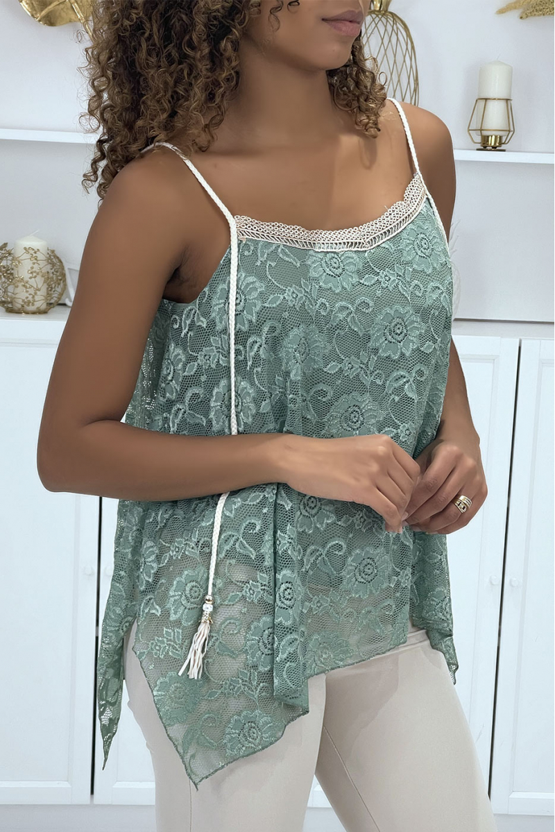 Green lace and embroidery camisole - 4 Green lace and embroidery camisole - 4