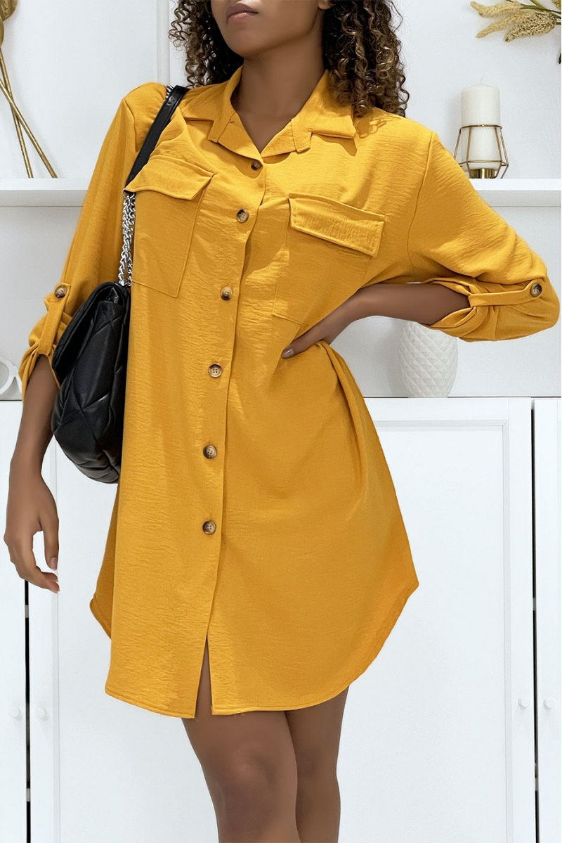 Mustard yellow safari shirt dress - 2