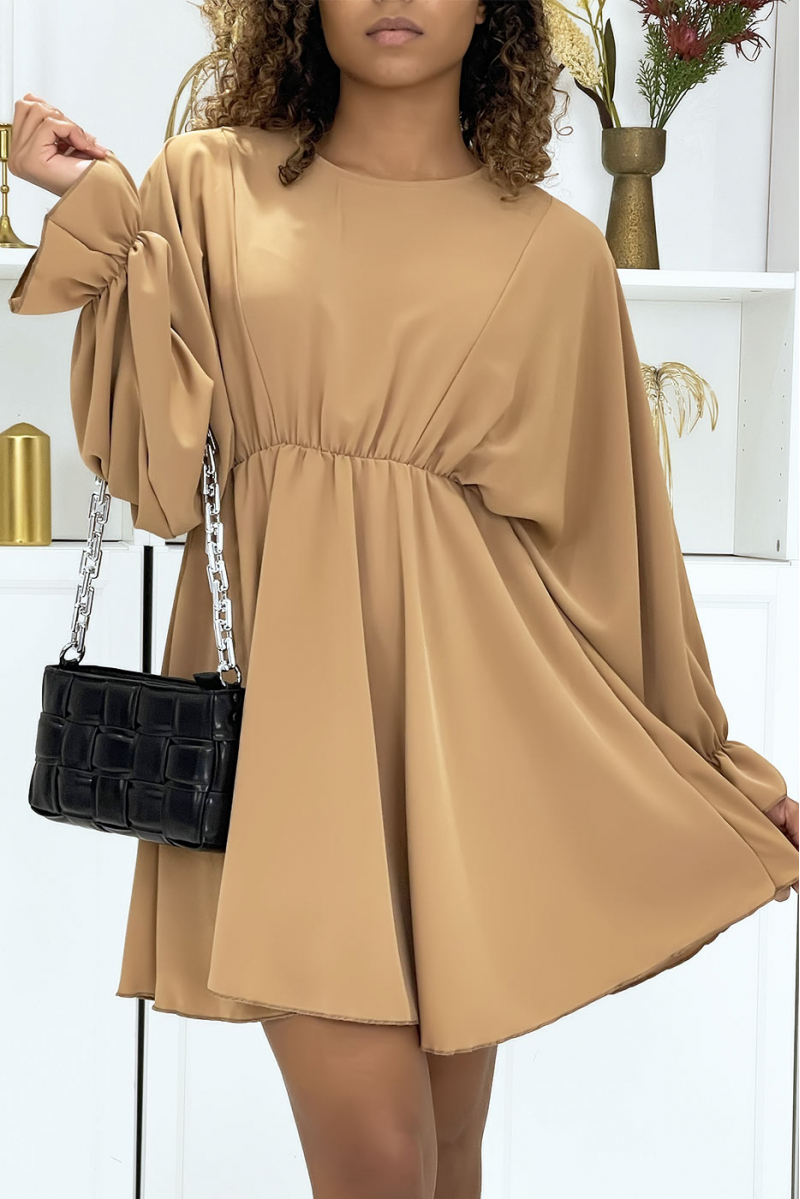 Camel dress with batwing sleeves - 2