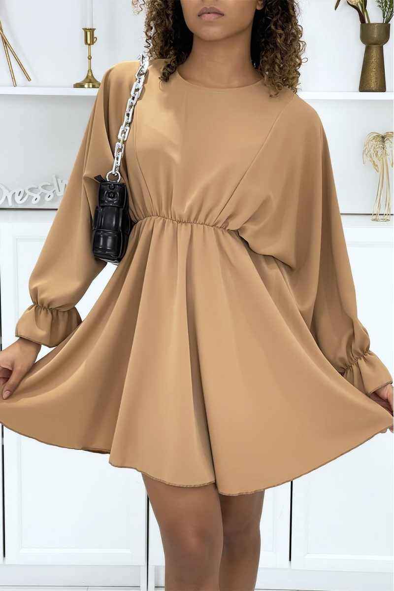Camel dress with batwing sleeves - 3