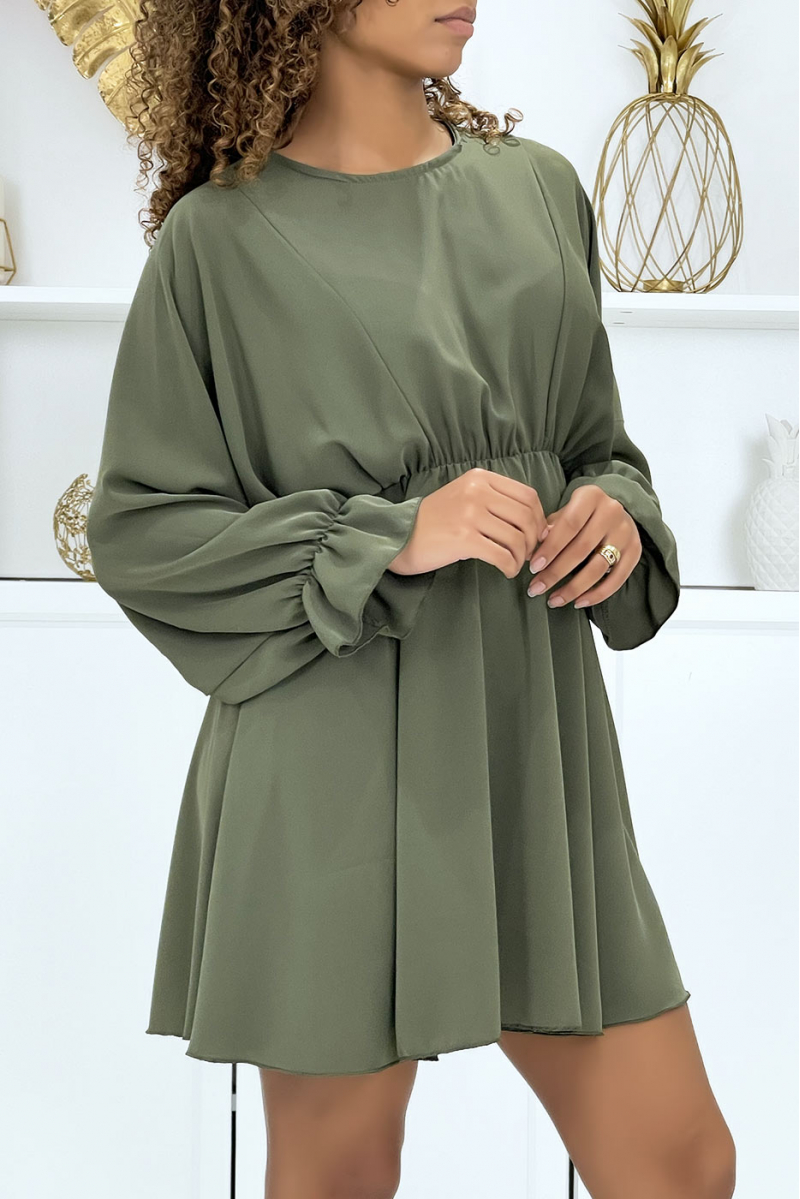 Khaki dress with batwing sleeves - 2