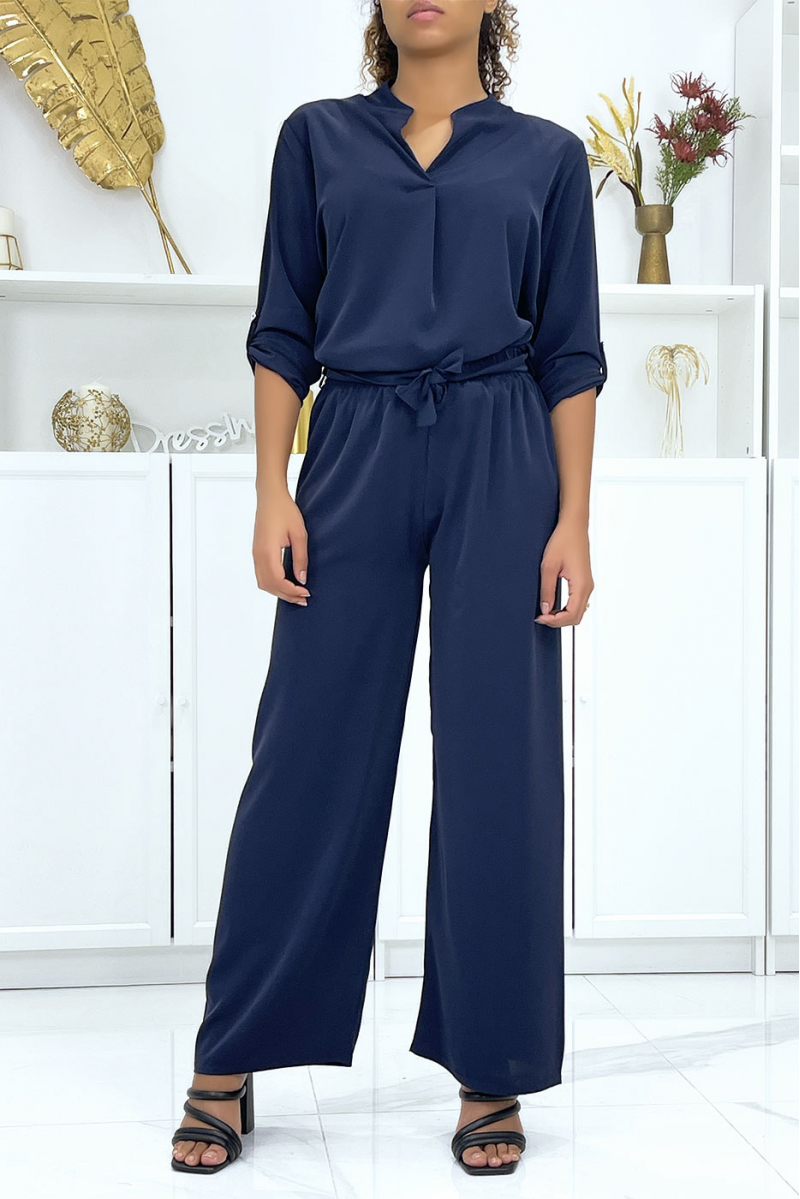 Set met tuniek en marineblauwe broek met ceintuur - 6 Set met tuniek en marineblauwe broek met ceintuur - 6