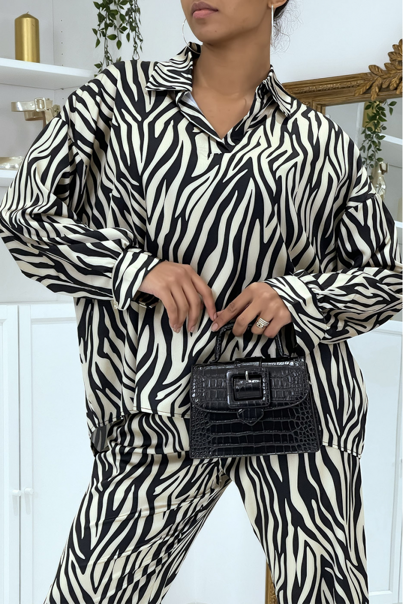 Beige zebra print fluid set - 3