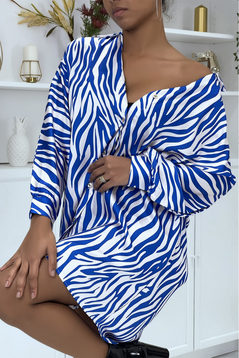 Royal blue zebra print tunic - 3